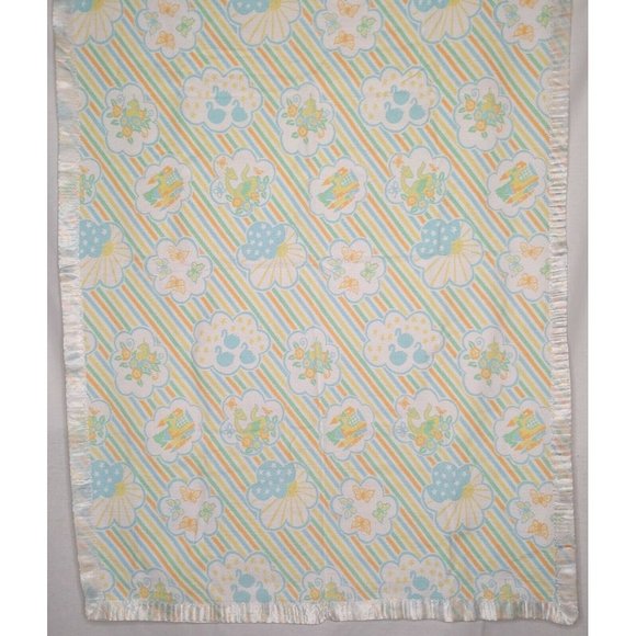 Vintage Reigel Satin Trim Baby Blanket Unicorn Magic Dragon Butterflies Castle - Picture 1 of 12